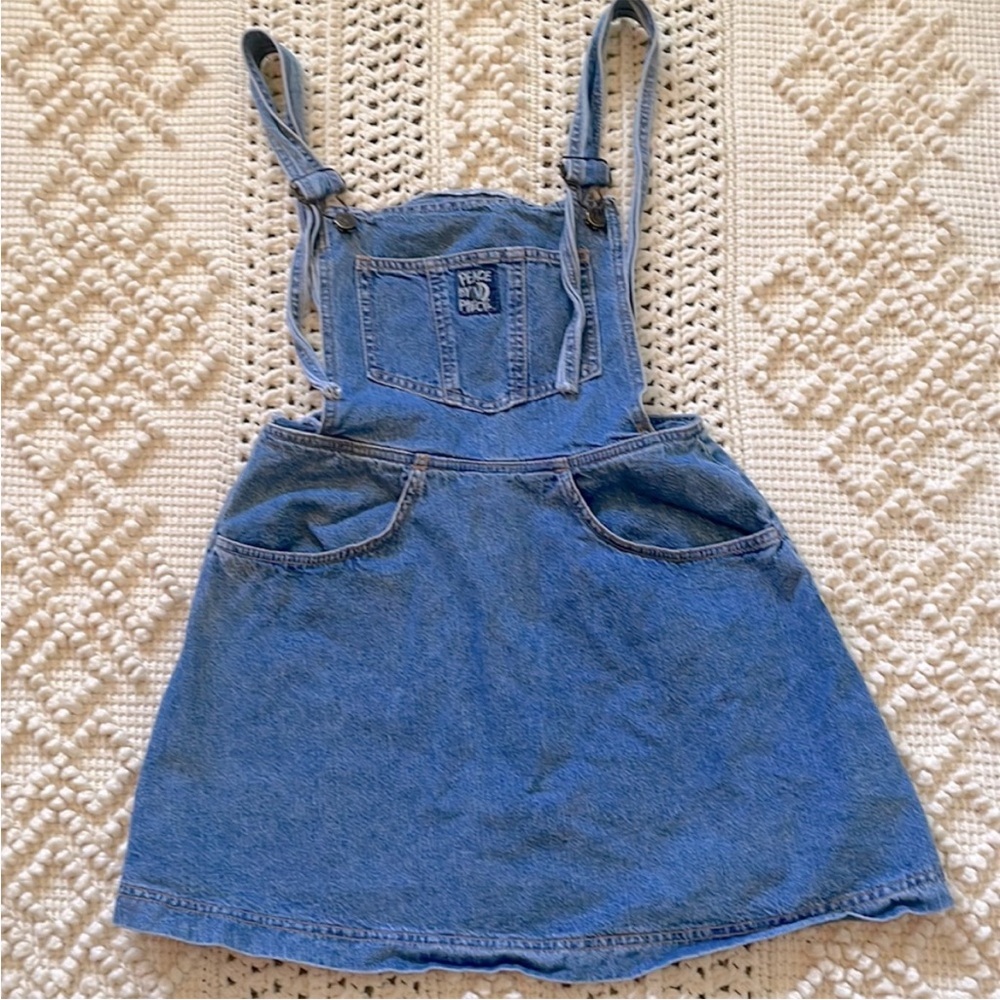 90's vintage Peace by piece denim overall dress.